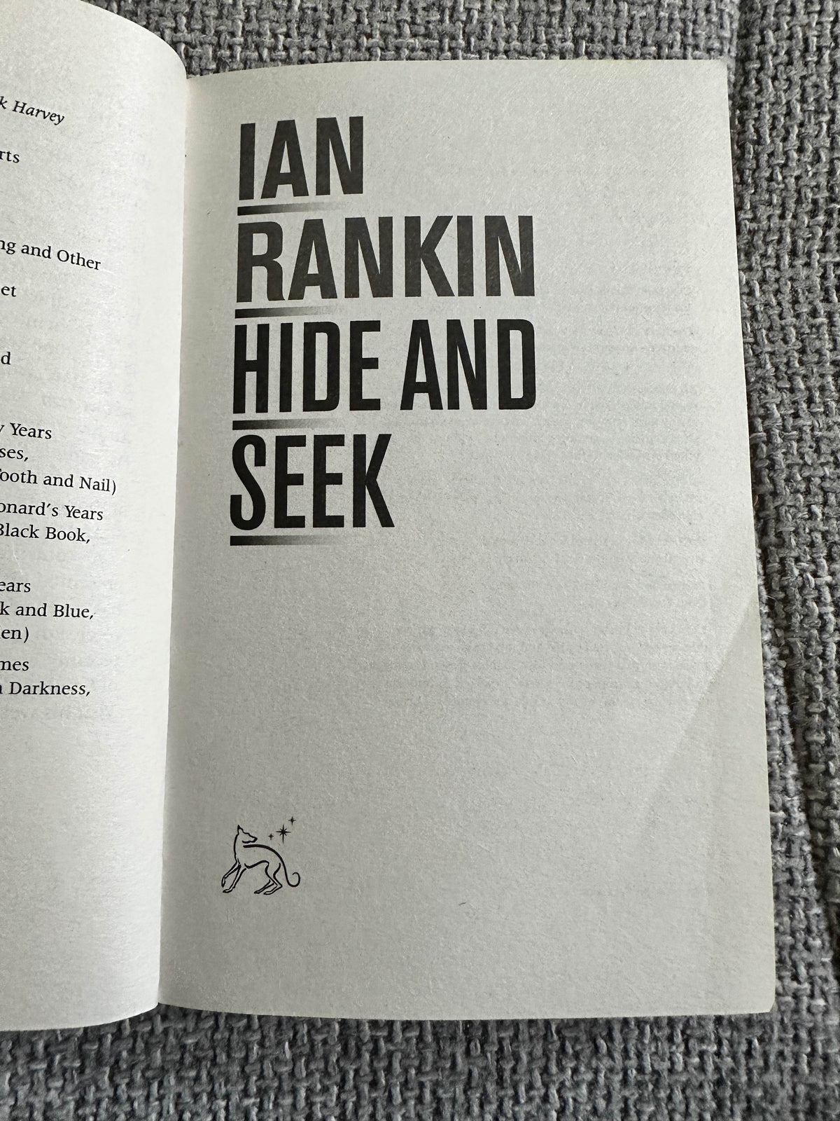 2011 Hide & Seek - Ian Rankin(Orion paperback) - Honeyburn Books (UK)