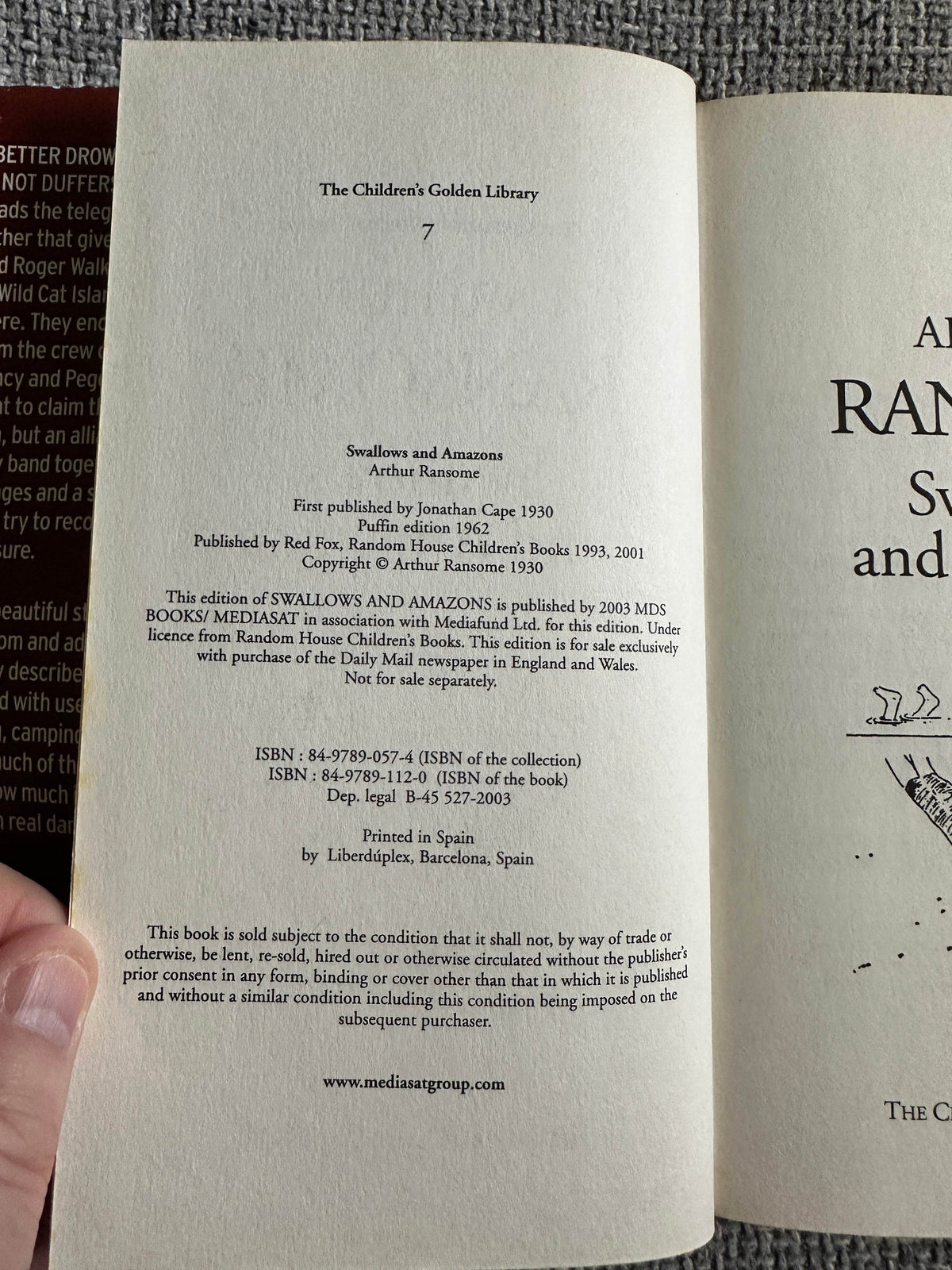2003 Swallows & Amazons - Arthur Ransome(Children’s Golden Library) - Honeyburn Books (UK)