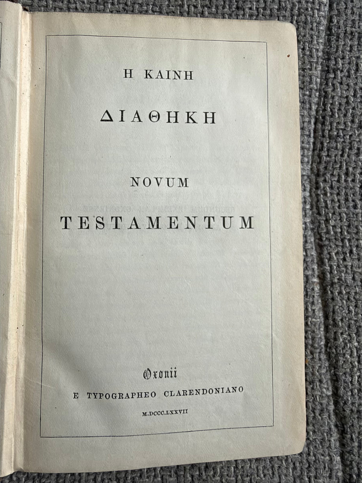 1877 Novum Testamentum Grece (New Testament in Greek) Clarendon