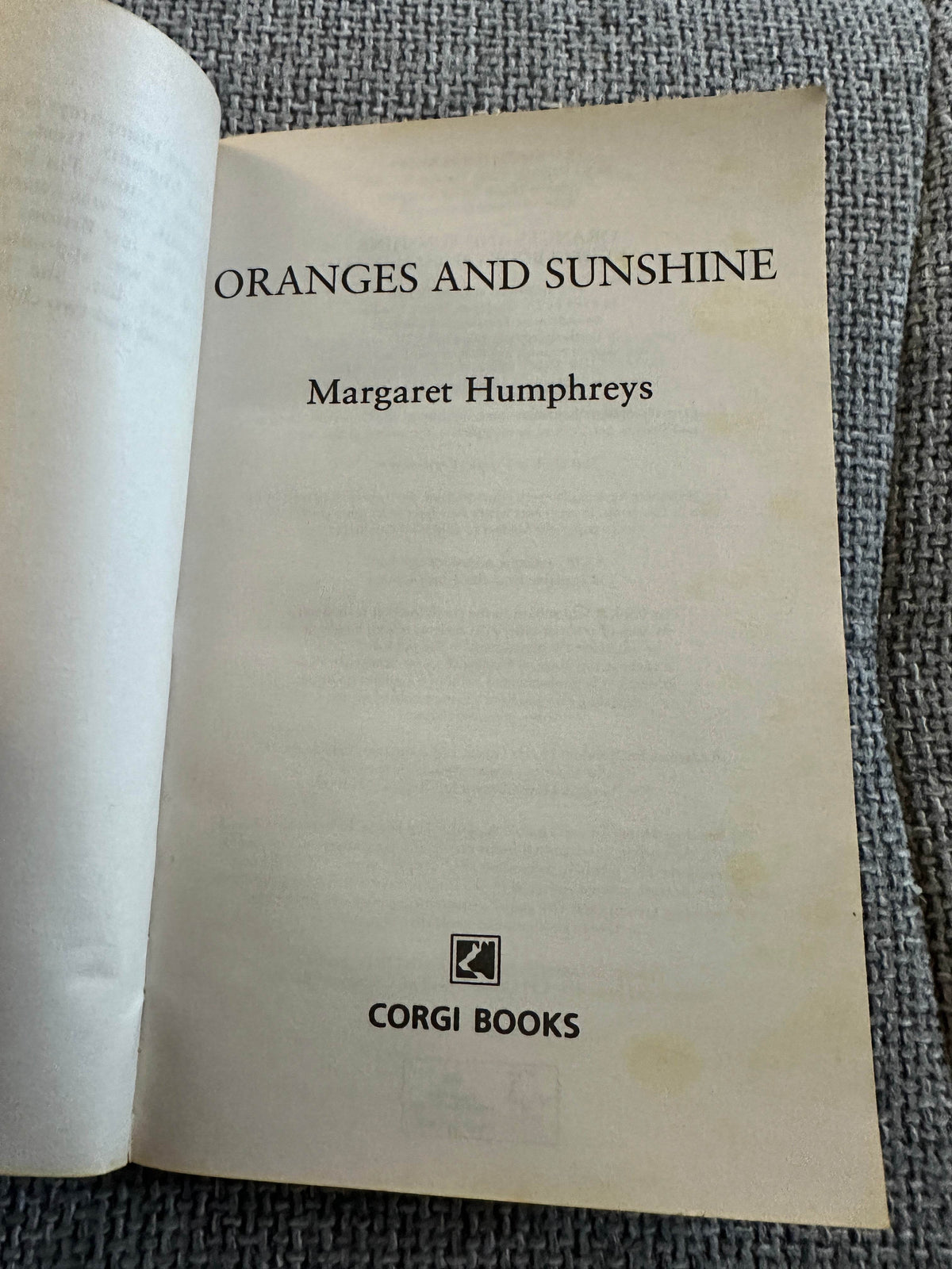 2011 Oranges & Sunshine - Margaret Humphreys (Corgi) - Honeyburn Books (UK)