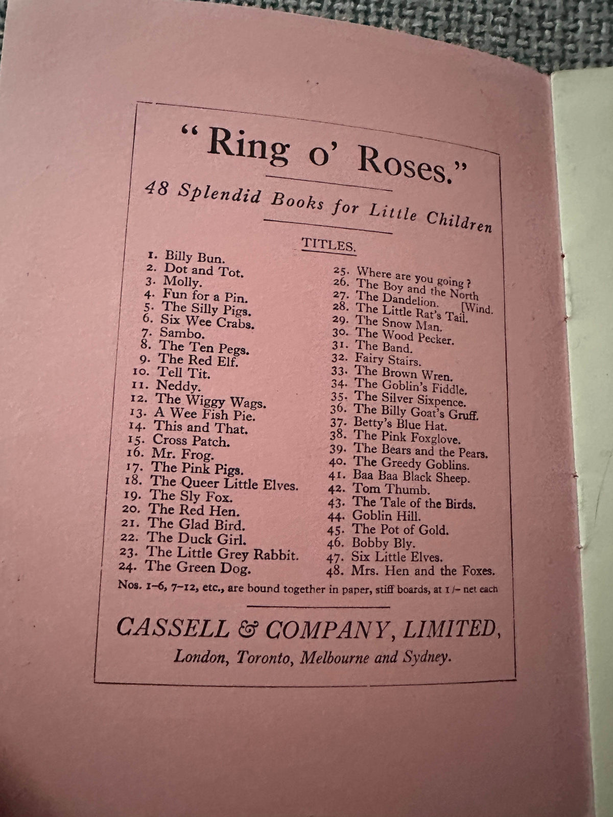 1927 Ring-O-Roses Series No.41 - Baa Baa Black Sheep (Cassell & Co Ltd.) - Honeyburn Books (UK)