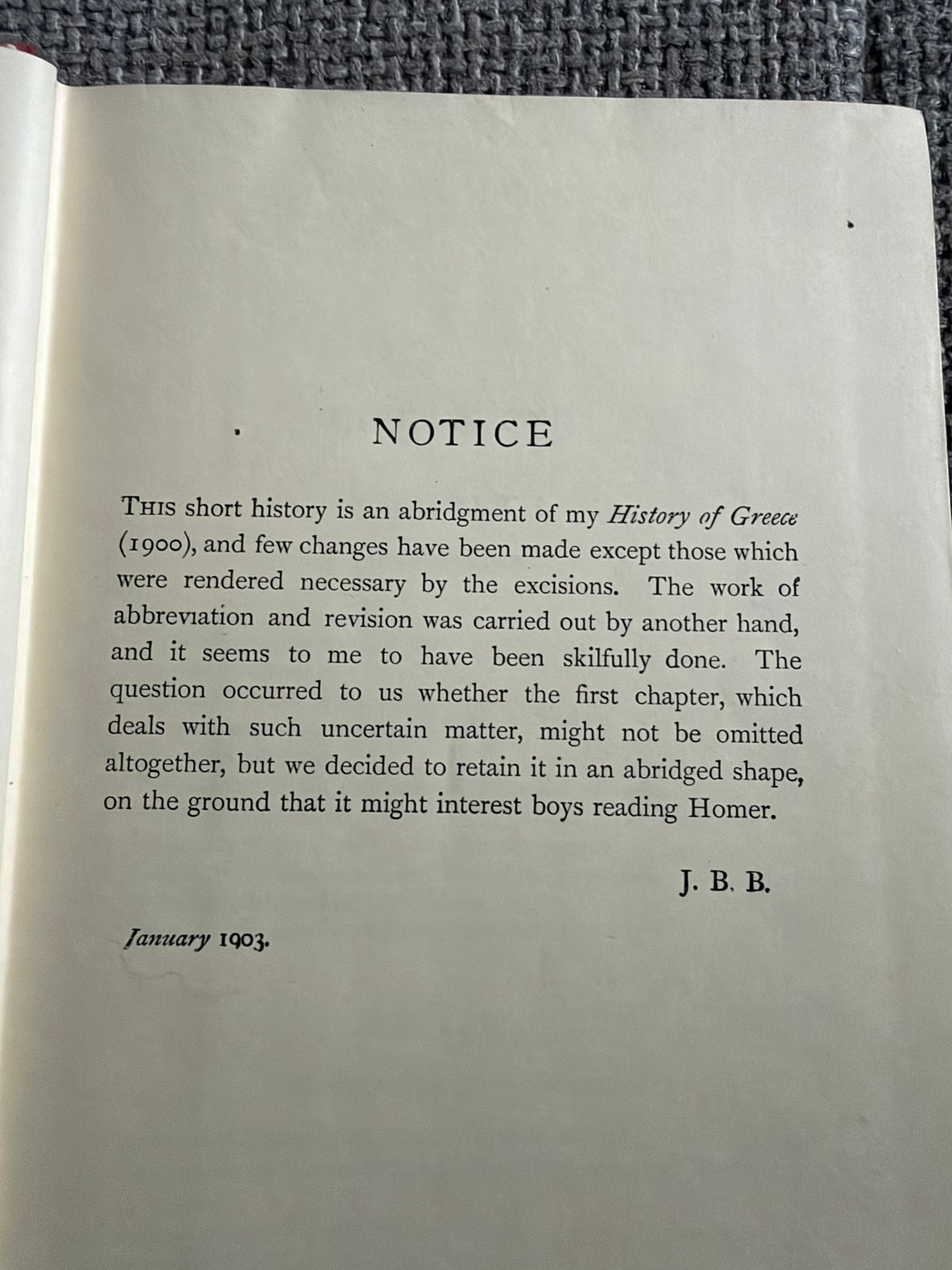 1956 History Of Greece For Beginners - J. B. Bury (MacMillan)