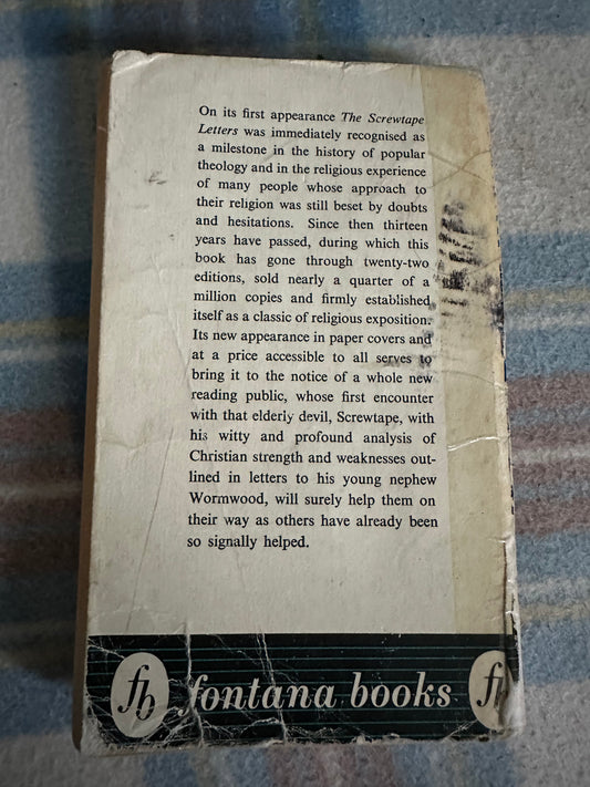 1966 The Screwtape Letters - C.S. Lewis(Fontana Books) - Honeyburn Books (UK)