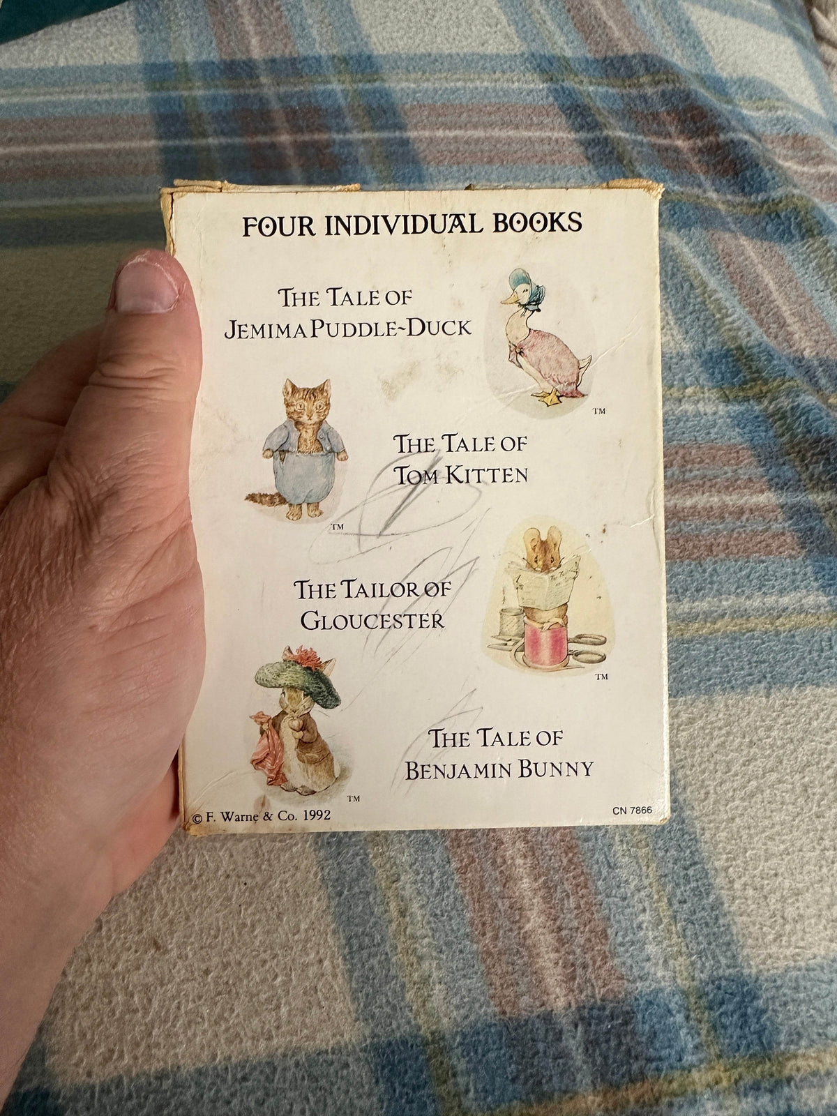1992 Collect The World Of Beatrix Potter(4 book set in slipcase)Tailor Of Gloucester, Benjamin Bunny, Tom Kitten, Jemima Puddle-Duck) - Honeyburn Books (UK)