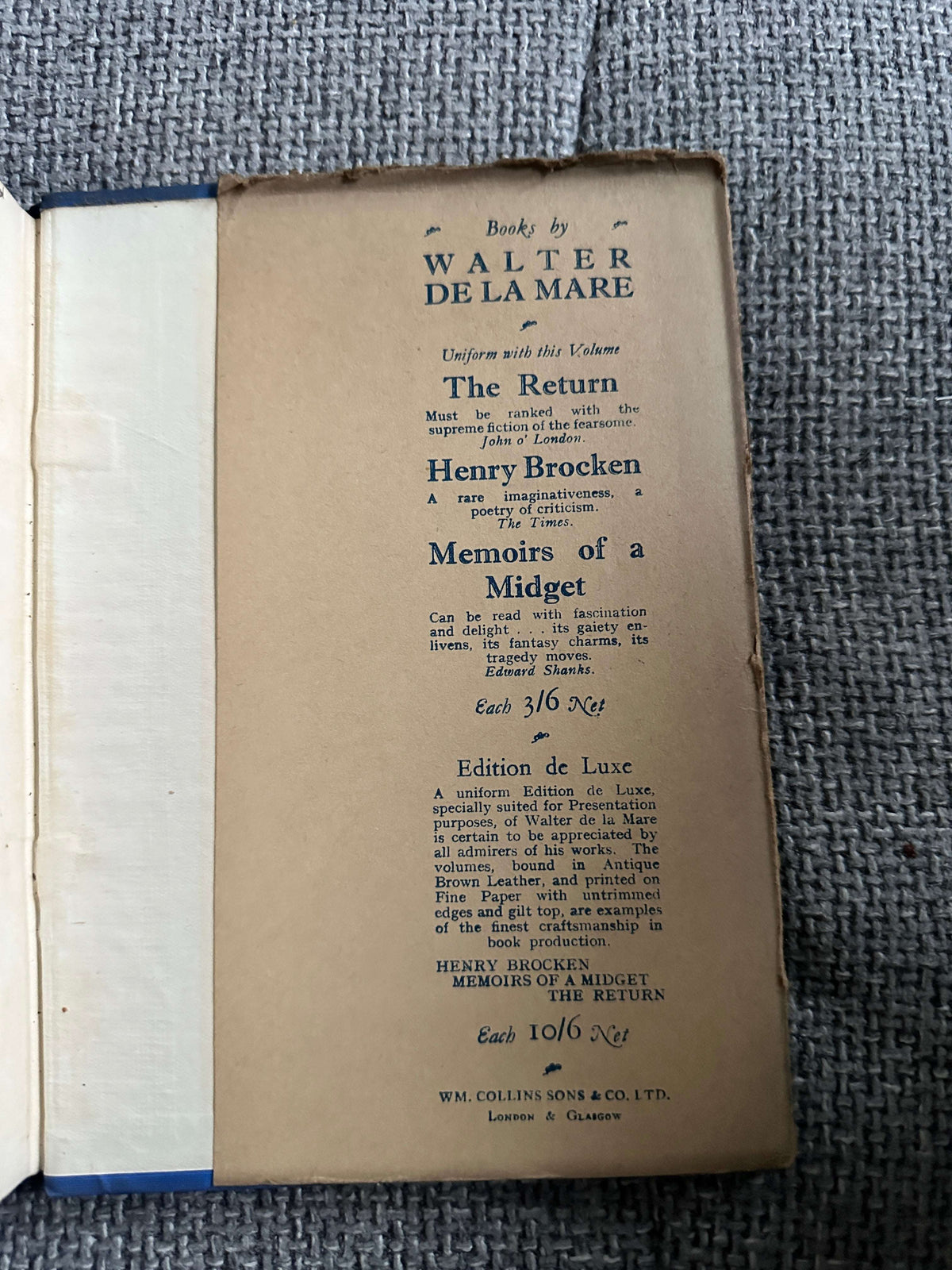 1924 Henry Brocken - Walter De La Maré (Marian Ellis illustration) Collins Pub.