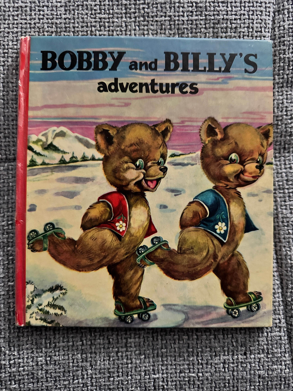 Bobby and Billy's Adventures children's book cover featuring cute bears on roller skates, a rare kids book by Corrie Scherewitz