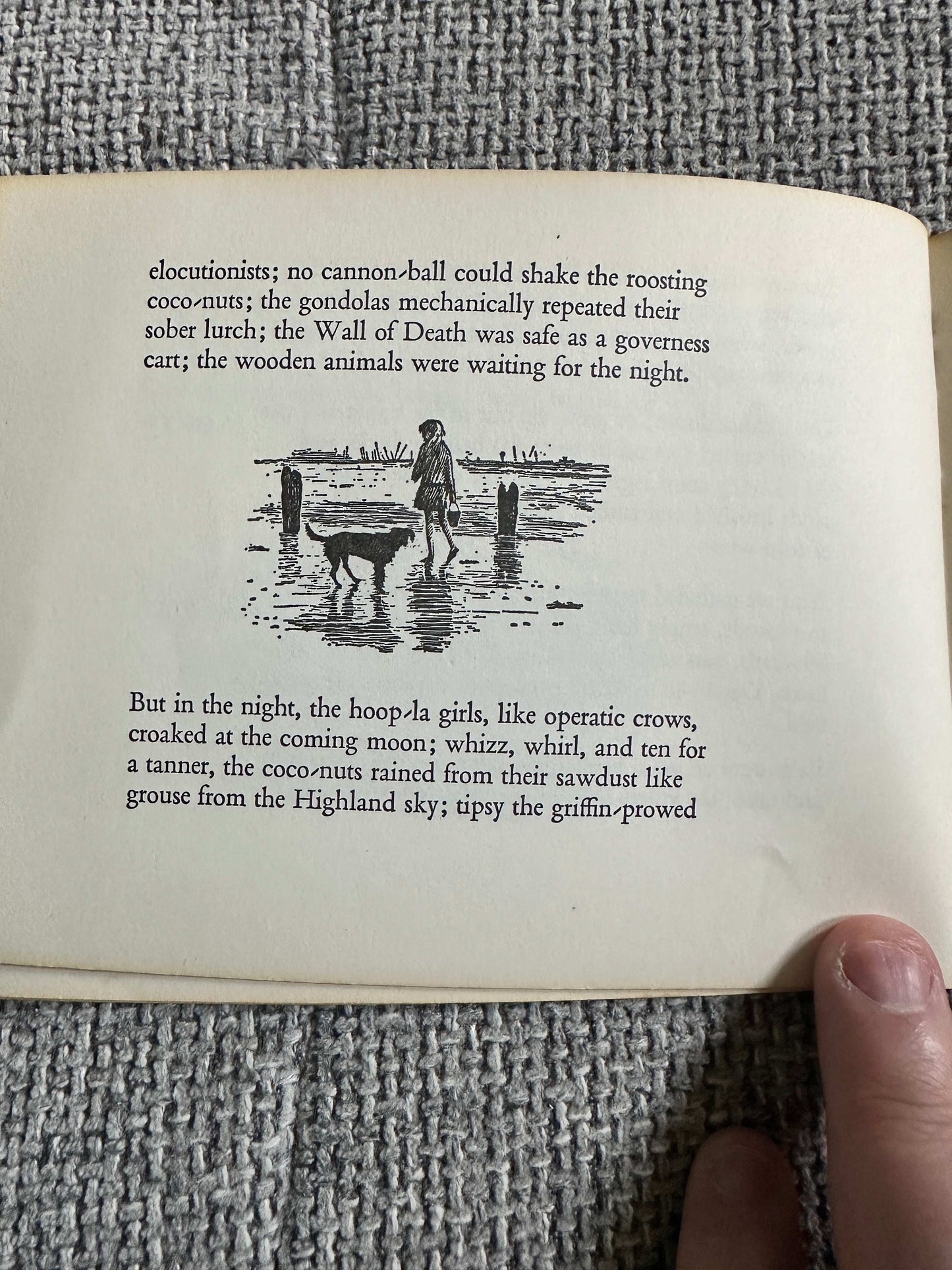 Holiday Memory Dylan Thomas first edition with illustrated page and text about the night and various characters