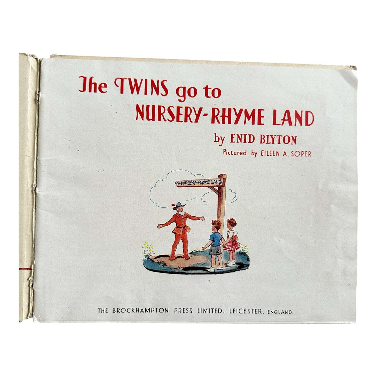Enid Blyton The Twins Go To Nursery-Rhyme Land first edition book cover with colorful illustration