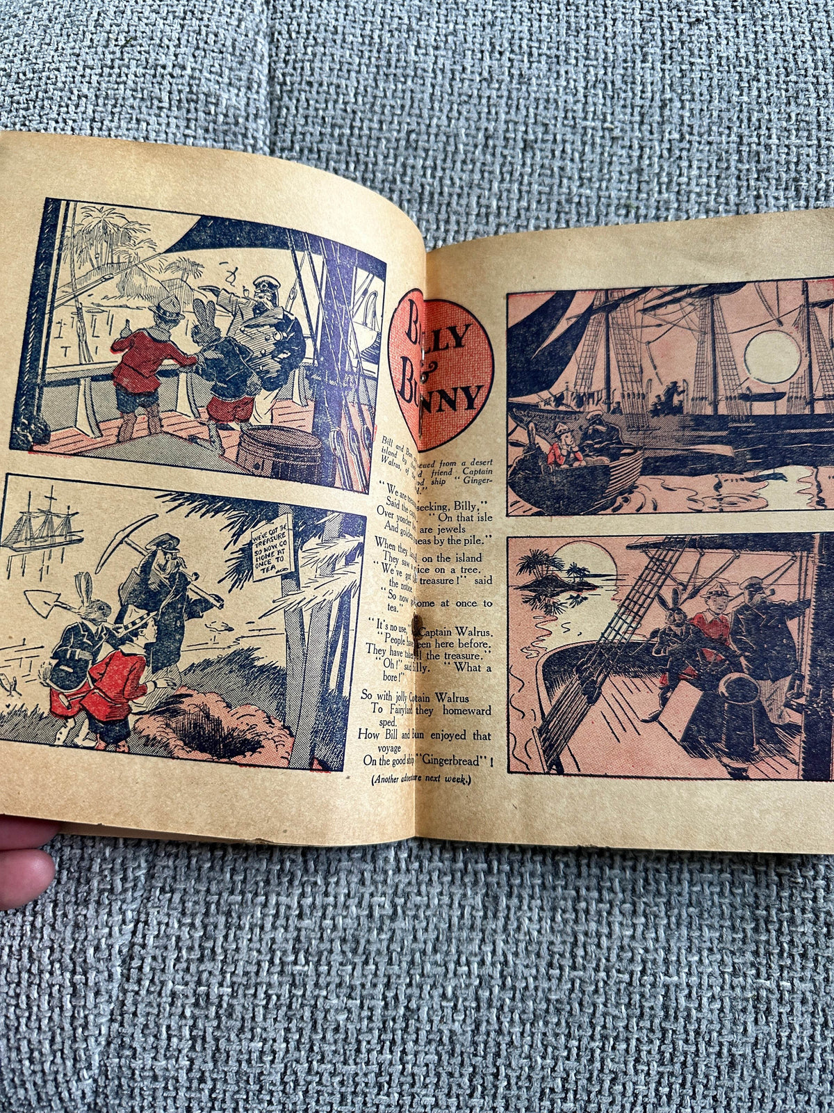 Open 1934 Fairyland Tales vintage children's book showcasing colorful illustrations and engaging stories