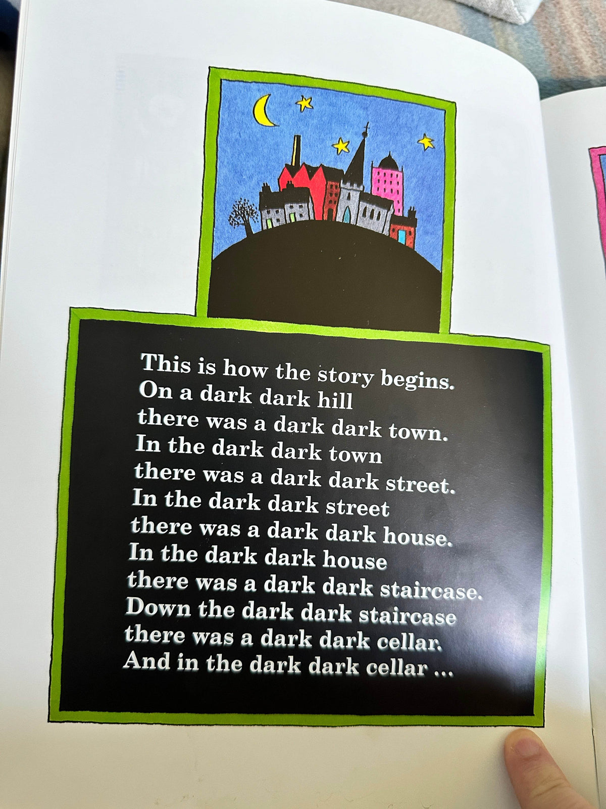 Funnybones Janet and Allan Ahlberg book showing colorful illustrations and intriguing text for children