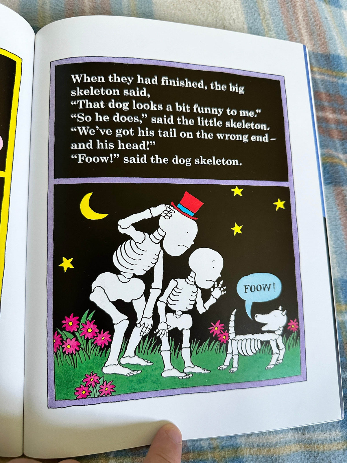 Funnybones Janet and Allan Ahlberg book featuring humorous skeletons and a dog under the moonlight