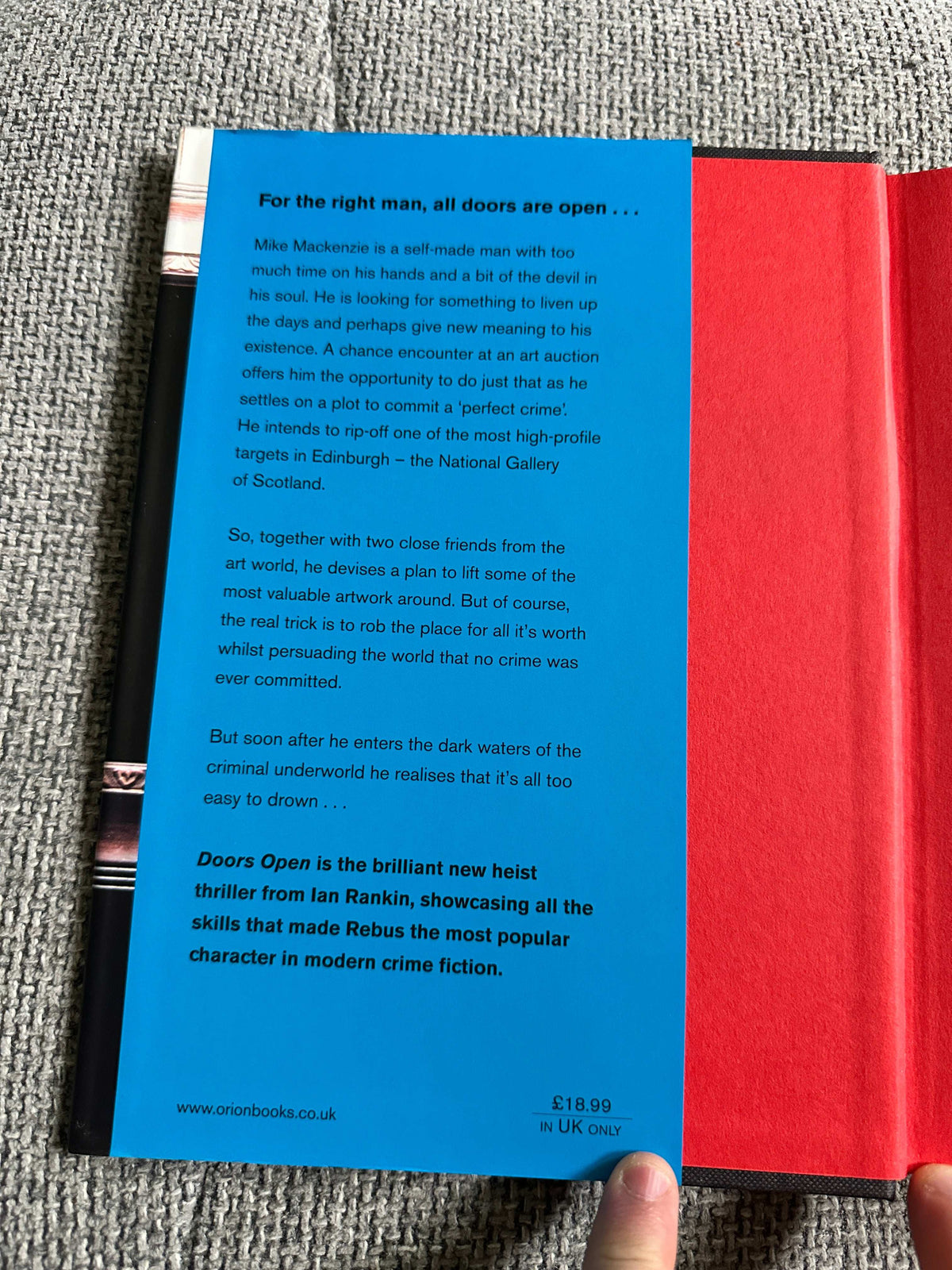 2008 Doors Open hardback for sale, featuring a captivating synopsis on the back cover.