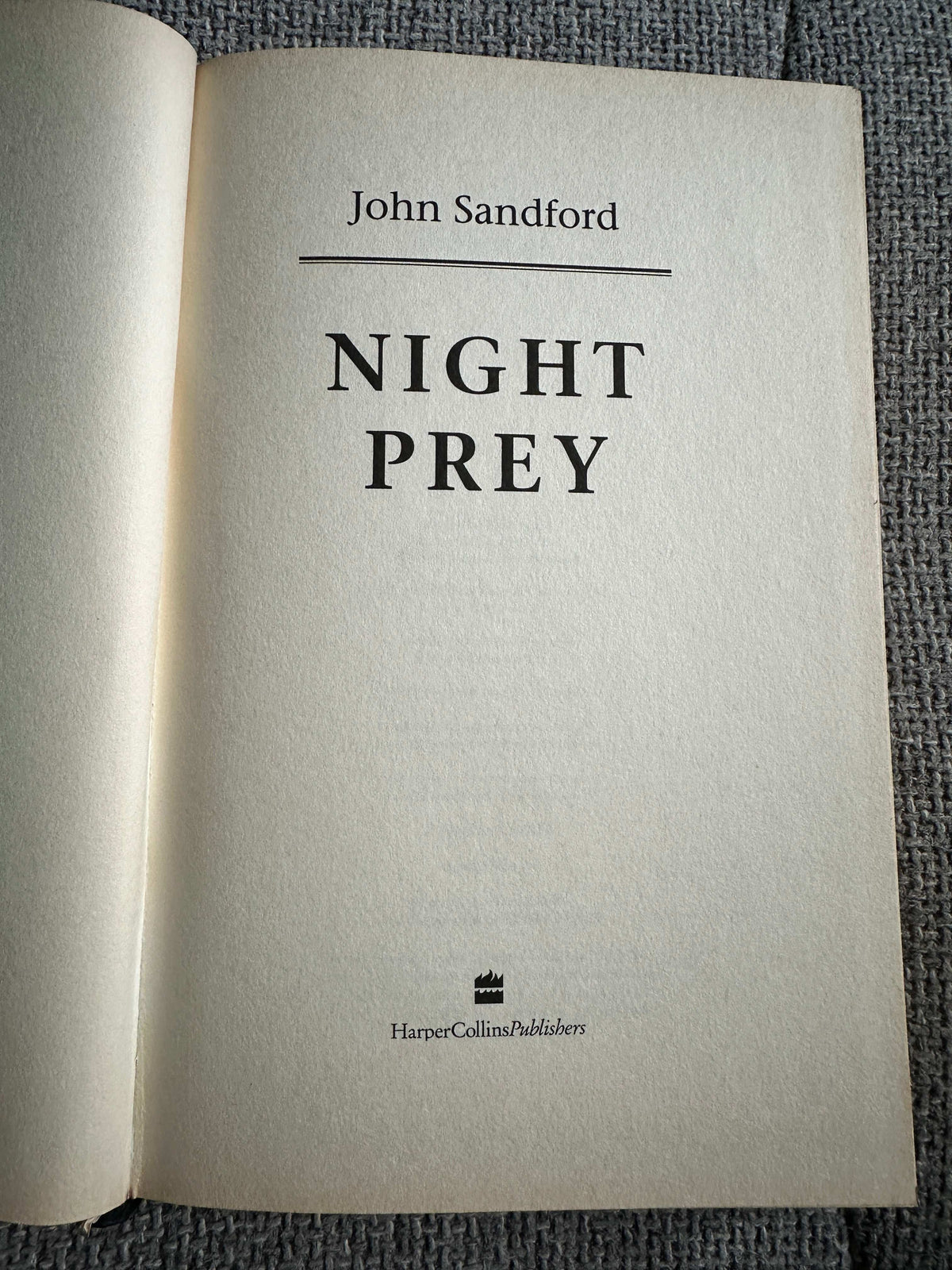 First edition of Night Prey John Sandford featuring the title page with publisher details