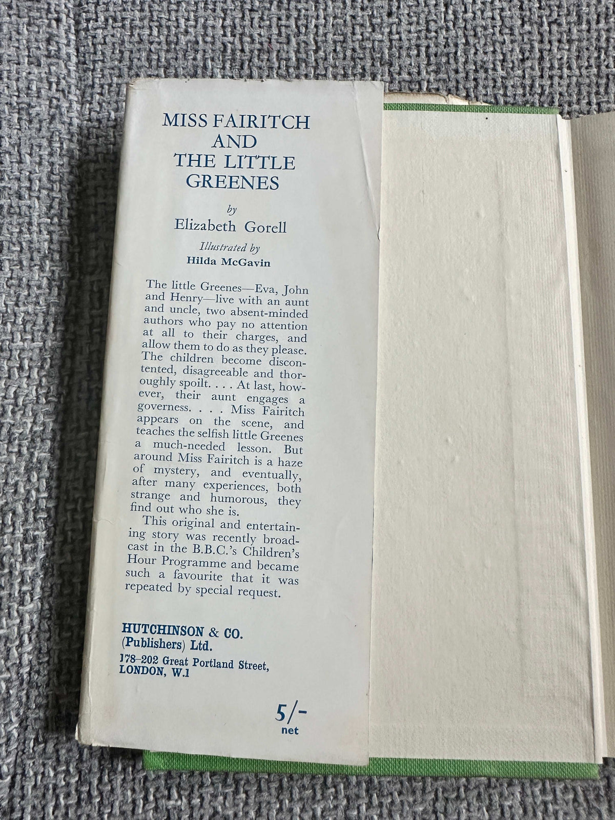 Miss Fairitch and the Little Greenes first edition by Elizabeth Gorell with illustrated pages