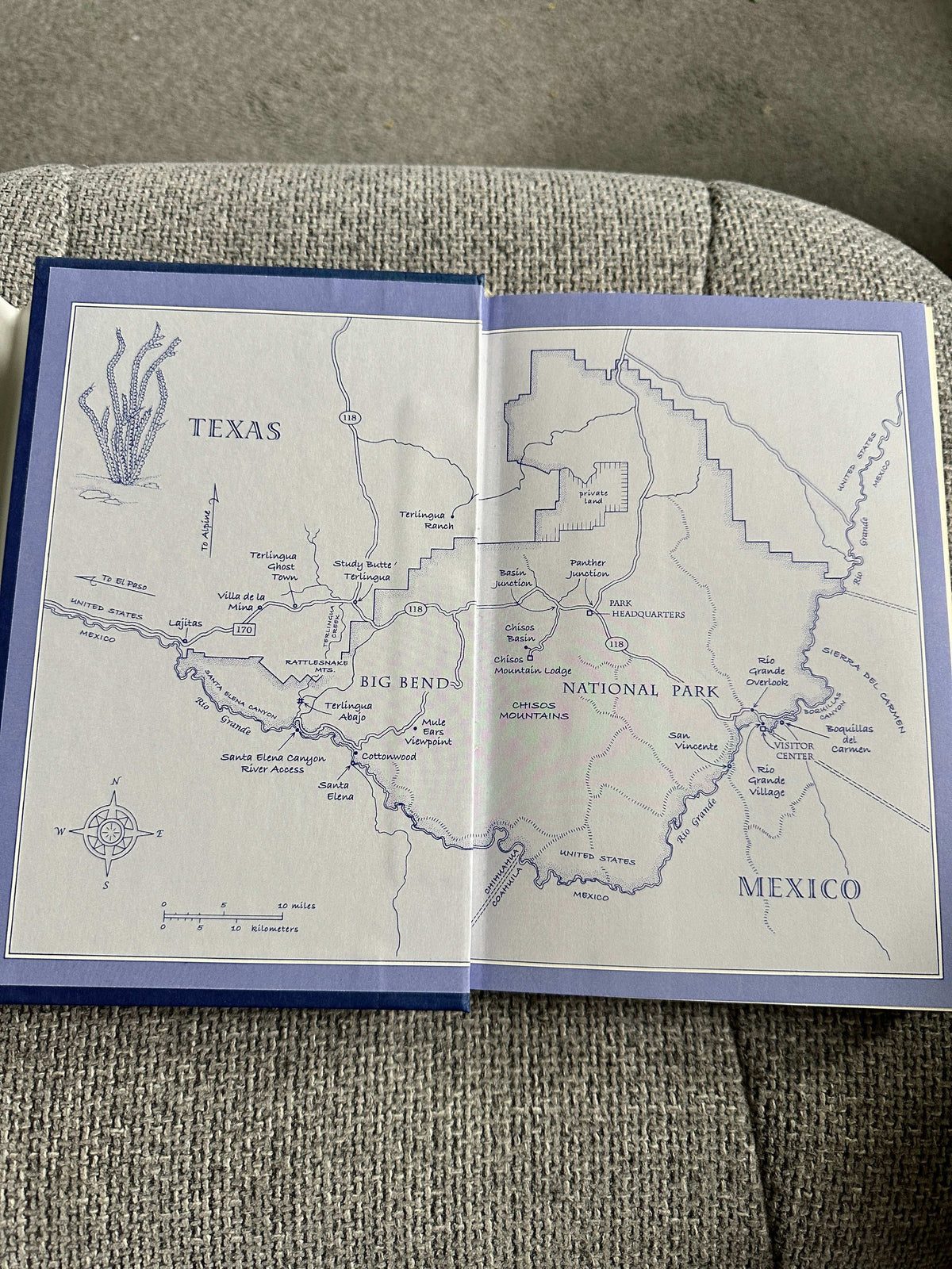 Map of Big Bend National Park in Texas, featured in Nevada Barr Borderline first edition