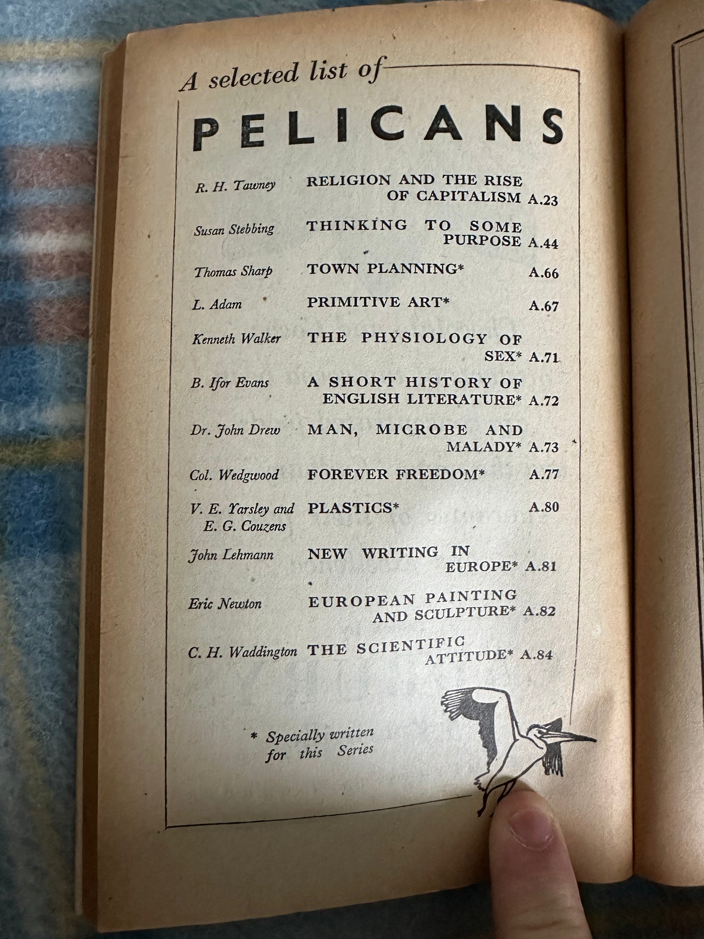 Interior page from a book featuring a list of titles, including Sir Walter Ralegh biography first edition