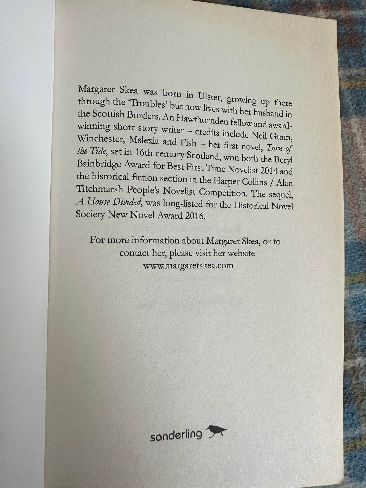 Signed By Sword and Storm Margaret Skea book introduction page with author's details
