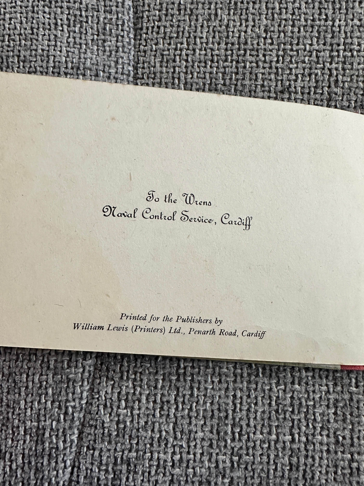 Inside page of Something Like A Lion vintage children's book with printing details and dedication