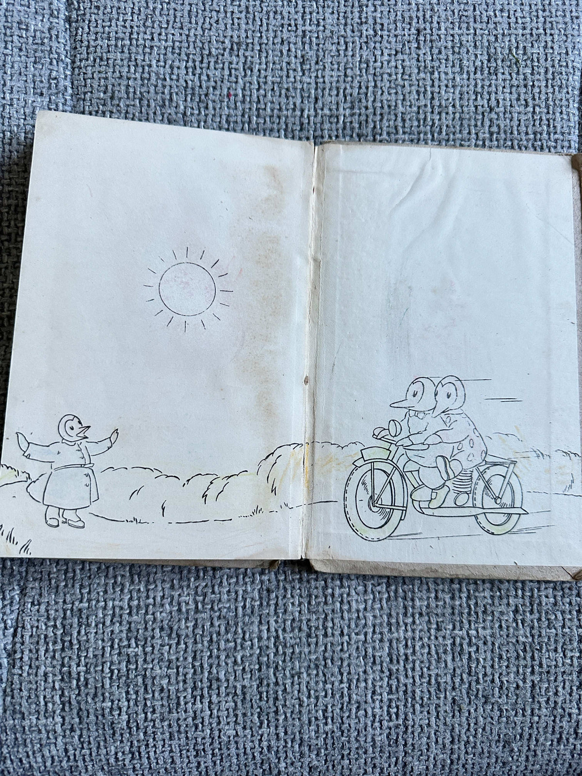 The First Day of the Holidays vintage children's book featuring illustrations of animals enjoying summer fun