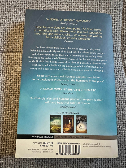 The Road Home Rose Tremain vintage book back cover featuring reviews and details