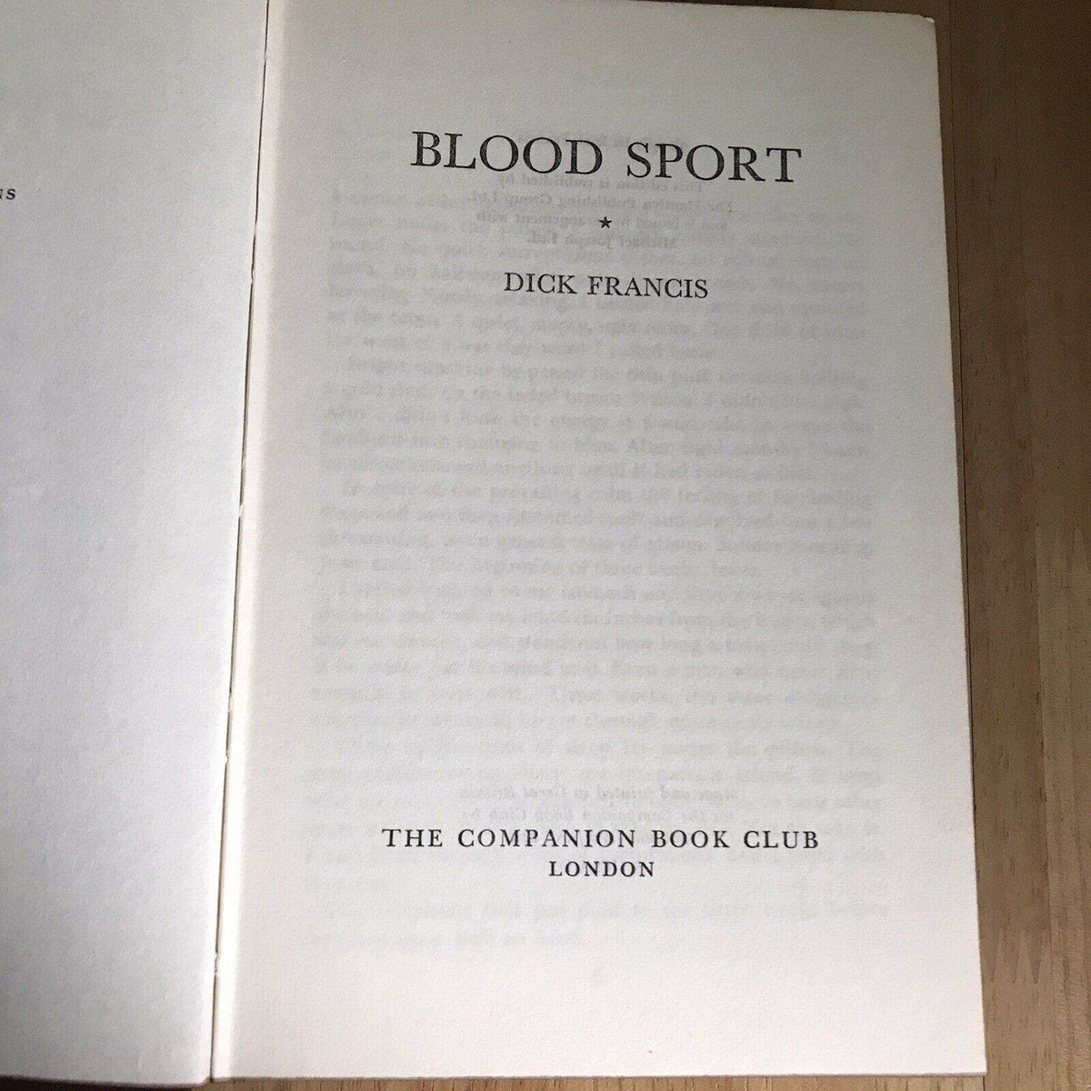 1968*1st* Blood Sport - Dick Francis(Companion Book Club) - Honeyburn Books (UK)