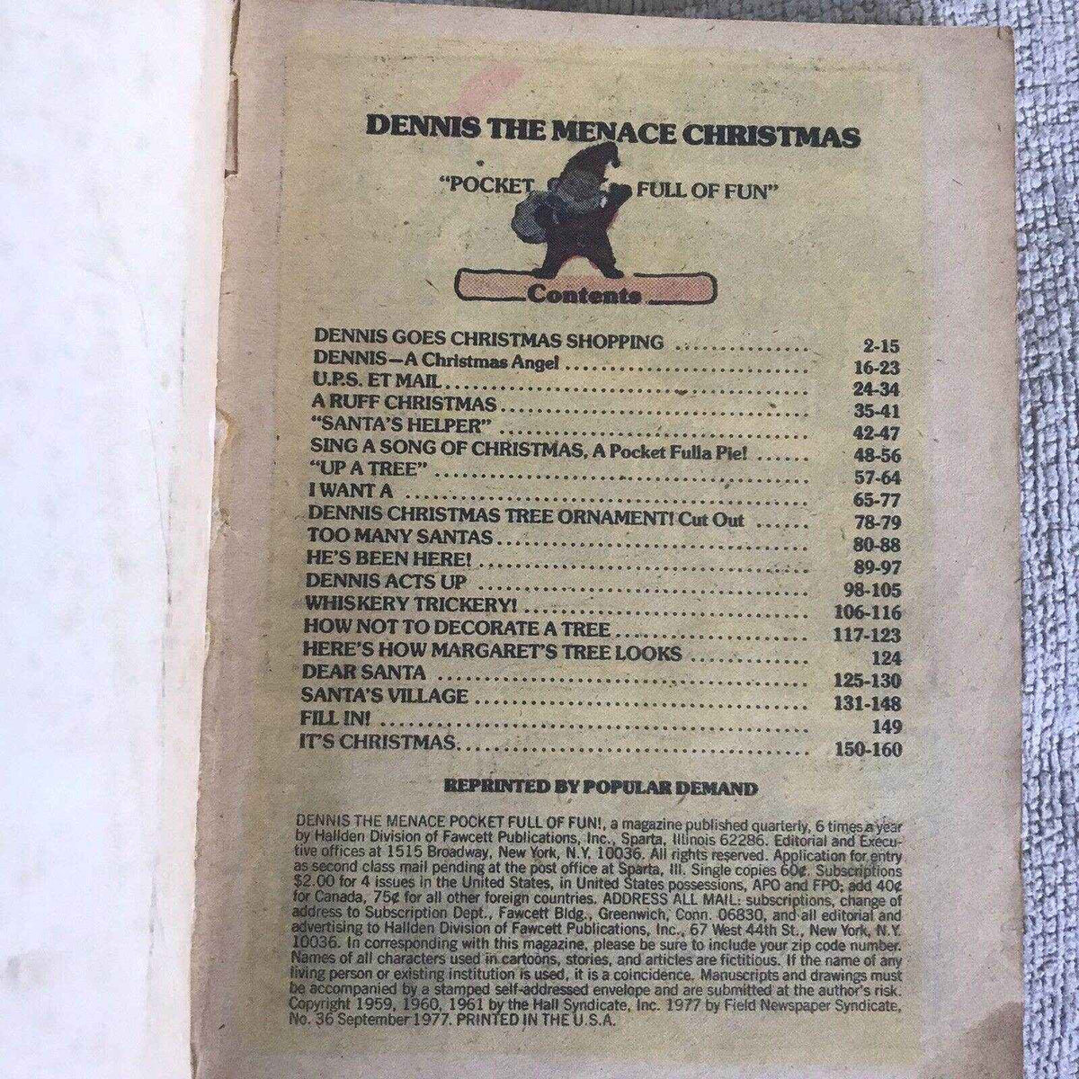 1977 Dennis The Menace Comic - Pocket Full Of Fun Issue 36 Field Publication Synidi - Honeyburn Books (UK)
