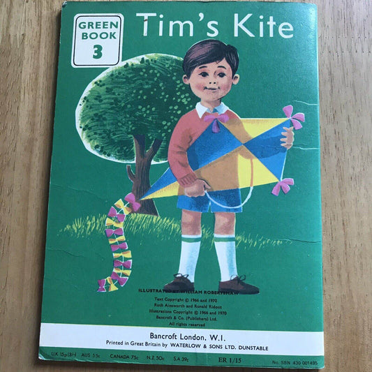 1970 Tim's Kite Book 3 Green by Ruth Ainsworth & Ronald Ridout - Bancroft Ltd Edition - Honeyburn Books (UK)