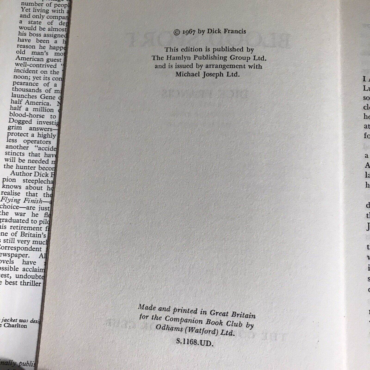 1968*1st* Blood Sport - Dick Francis(Companion Book Club) - Honeyburn Books (UK)