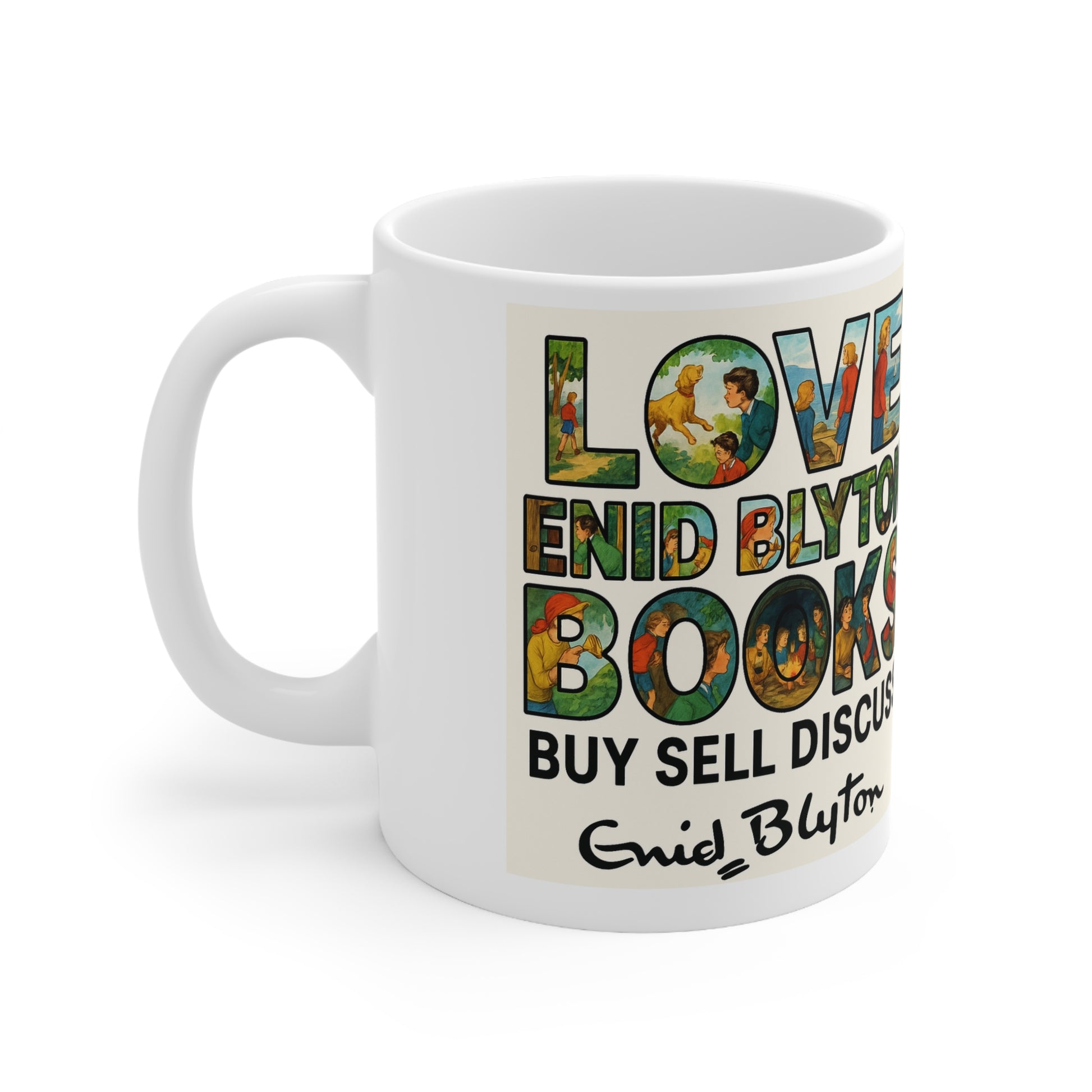 Enid Blyton Books Mug — "Love Enid Blyton Books" Ceramic Coffee Cup (11oz & 15oz) - Honeyburn Books (UK)
