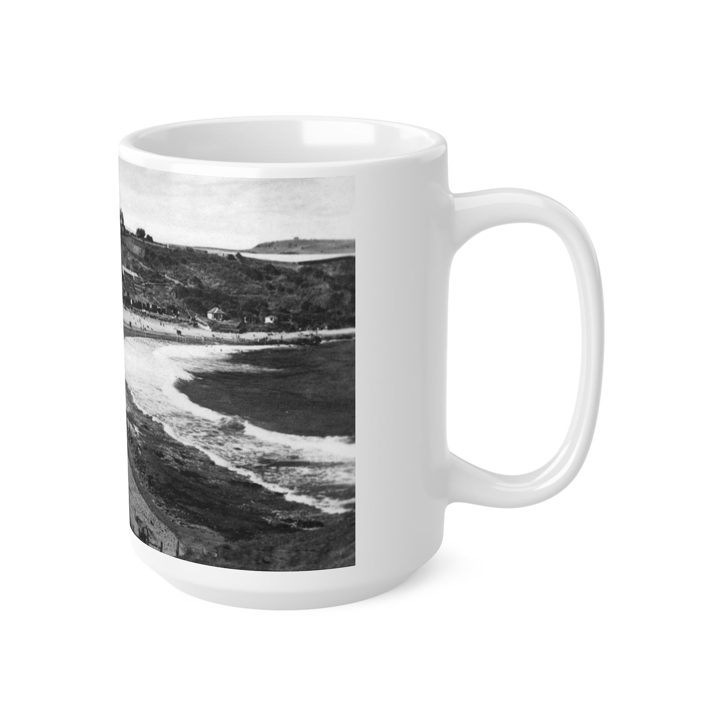 Coldingham Beach Old Photo Ceramic Coffee Cups, 11oz, 15oz