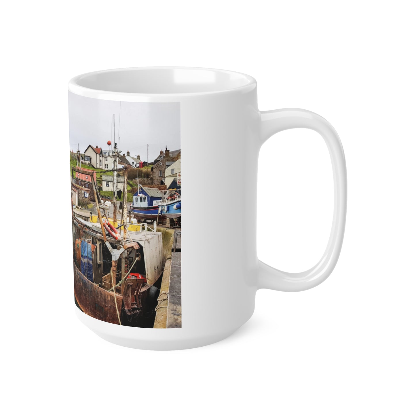 St.Abbs Harbour Ceramic Coffee Cups, 11oz, 15oz