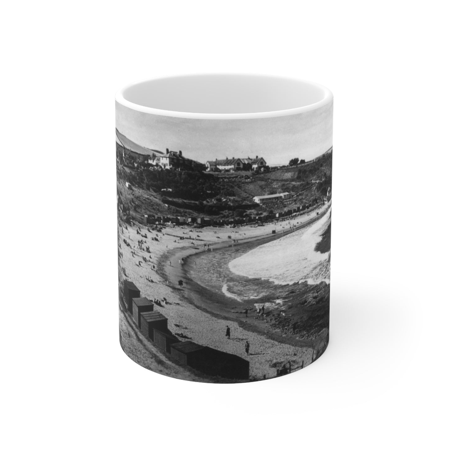 Coldingham Beach Old Photo Ceramic Coffee Cups, 11oz, 15oz