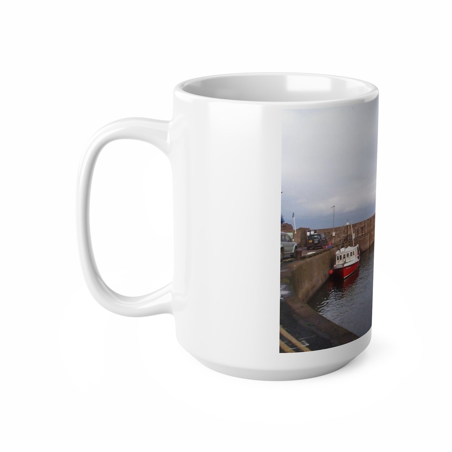 St.Abbs Harbour Ceramic Coffee Cups, 11oz, 15oz