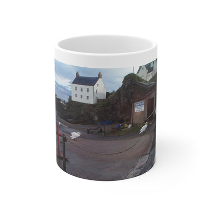 St.Abbs Harbour Swans Ceramic Coffee Cups, 11oz, 15oz