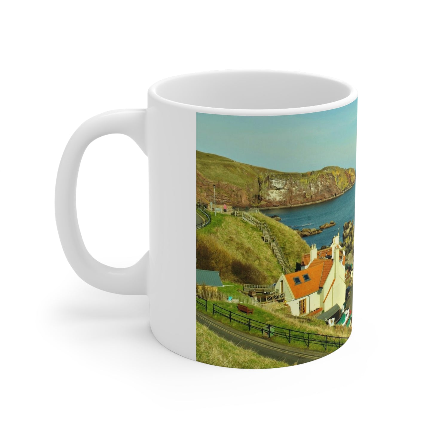 St.Abbs White Heugh Ceramic Coffee Cups, 11oz, 15oz