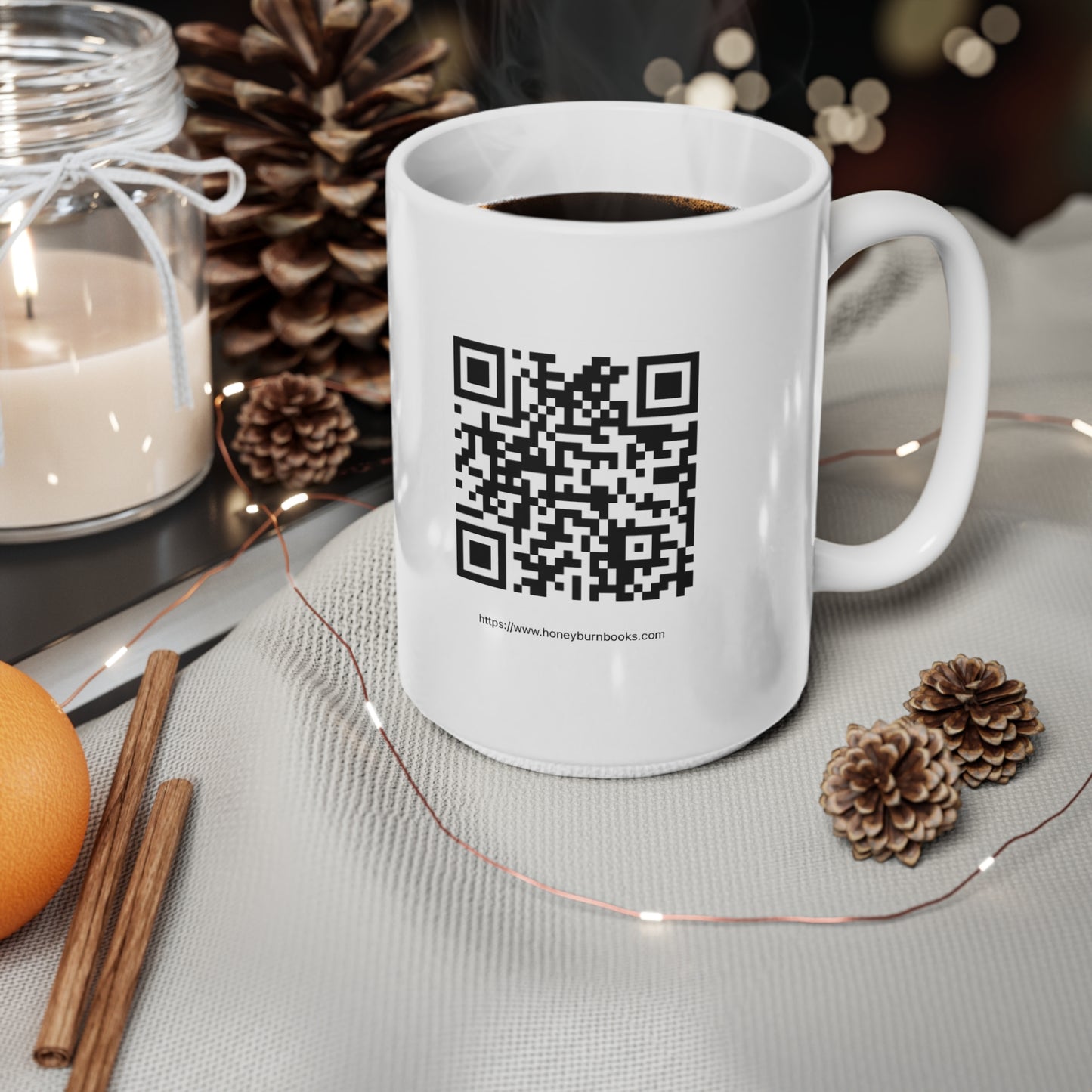 Honeyburn Books QRcode Ceramic Coffee Cups, 11oz, 15oz