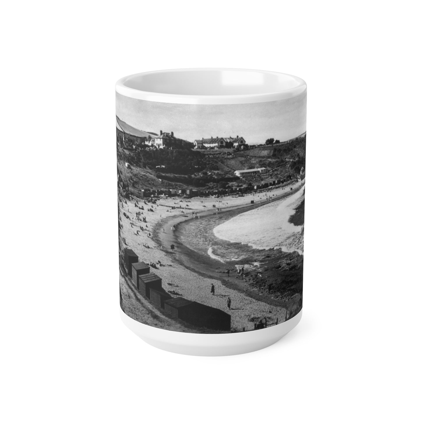 Coldingham Beach Old Photo Ceramic Coffee Cups, 11oz, 15oz