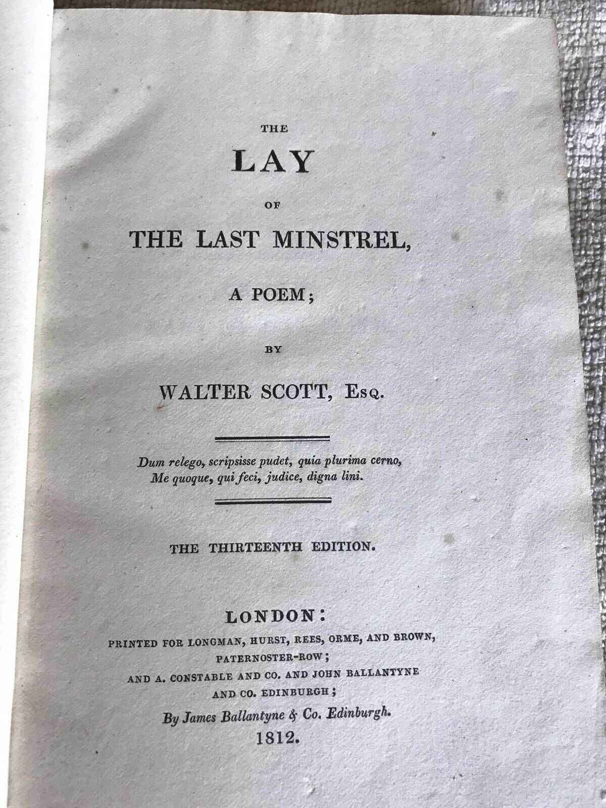 1812 The Lay Of The Last Minstrel by Walter Scott - Ballantyne & Co Edition - Honeyburn Books (UK)