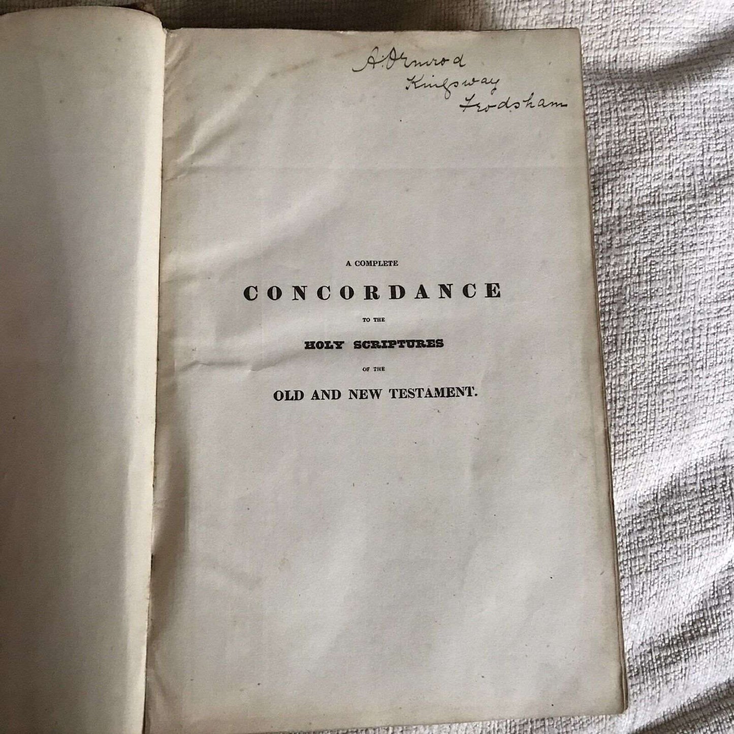 1835 Cruden’s Concordance Dictionary & Alphabetical Index To The Bible (pub Tegg Honeyburn Books (UK)