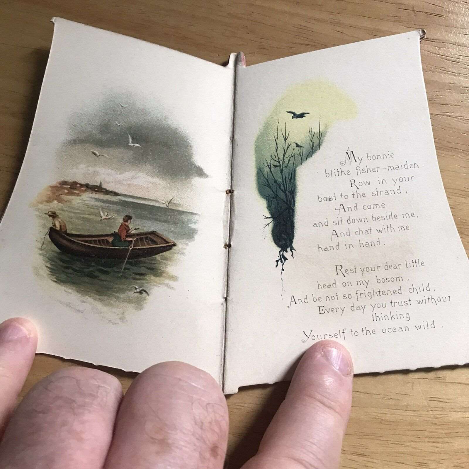 1855 Pearls Of The Ocean(Sail shaped poetry very rare) Raphael Tuck Honeyburn Books (UK)