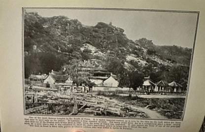 1914 Beside the Bamboo John MacGowan antique book featuring landscape of China with historical structures