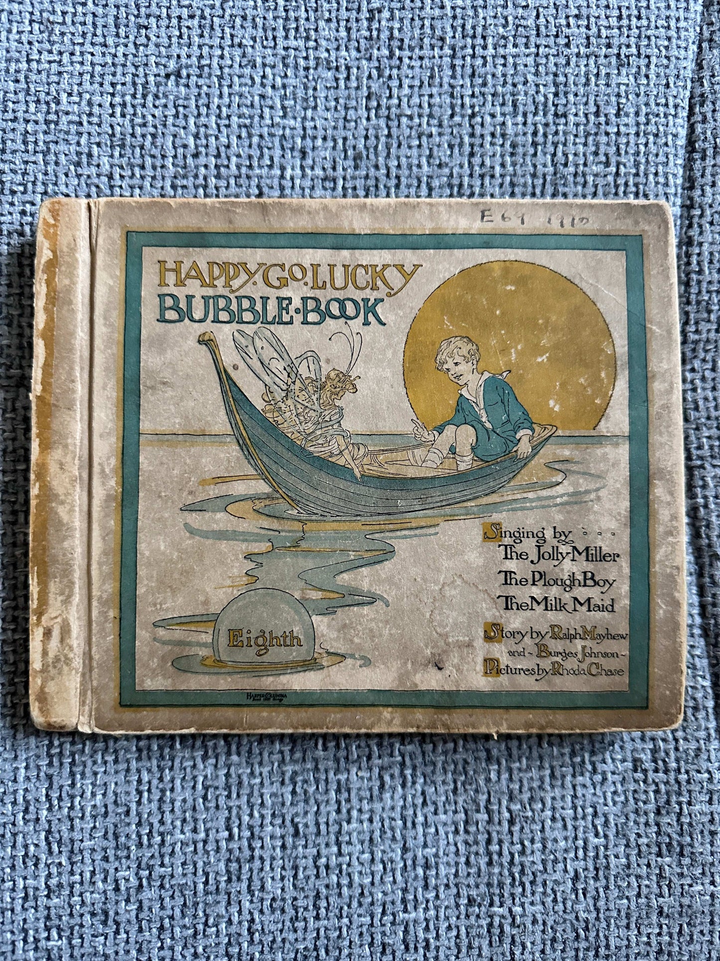 1917 Happy Go Lucky Bubble Book for sale featuring charming illustrations of children and fairies in a boat