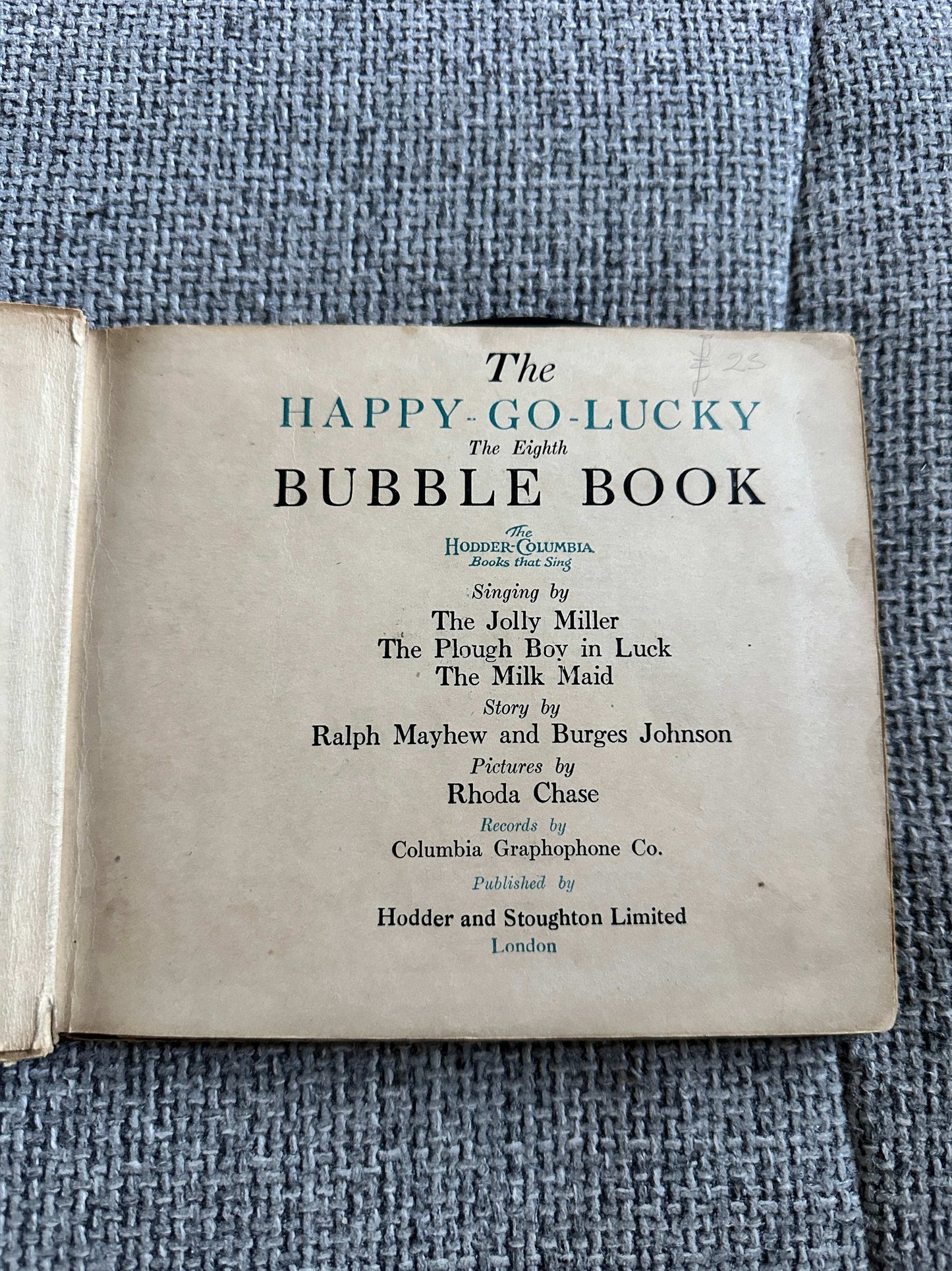 The 1917 Happy Go Lucky Bubble Book for sale featuring stories by Ralph Mayhew and Burges Johnson