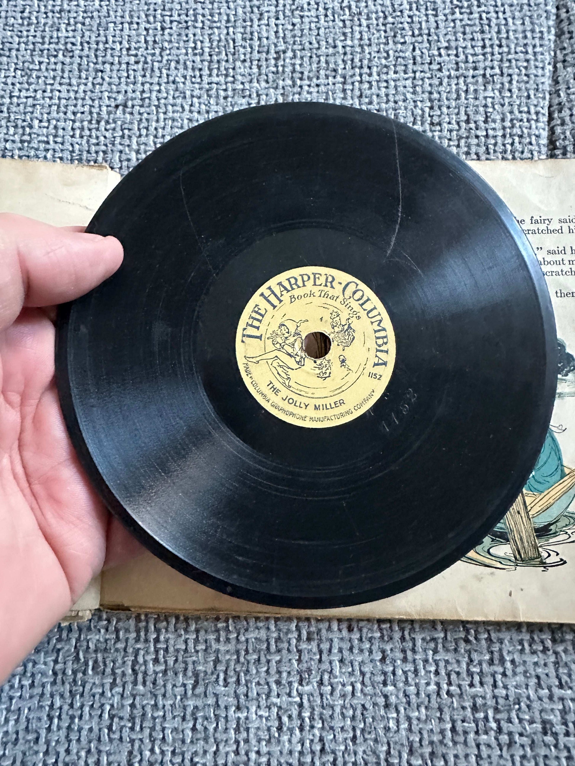 1917 Happy Go Lucky Bubble Book for sale with vintage record inside showing the jolly miller theme