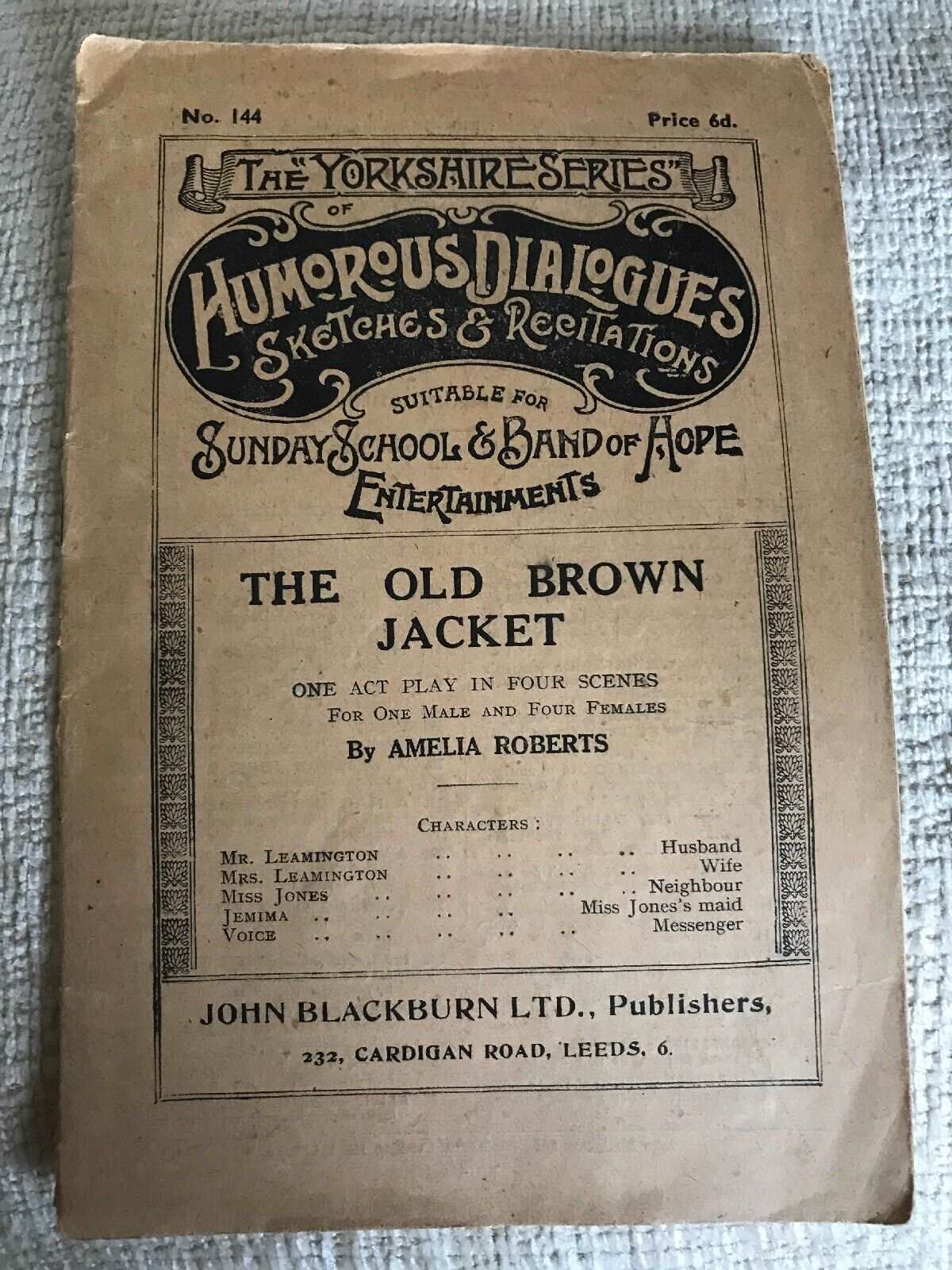 1920’s The Old Brown Jacket - Amelia Roberts Humerous Dialogues Sketches & Recit Honeyburn Books (UK)