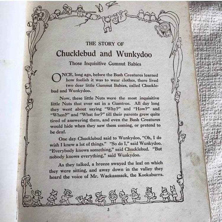 1937 May Gibbs Book - Chucklebud & Wunkydoo Their Strange Adventure by Angus & Robertson - Honeyburn Books (UK)