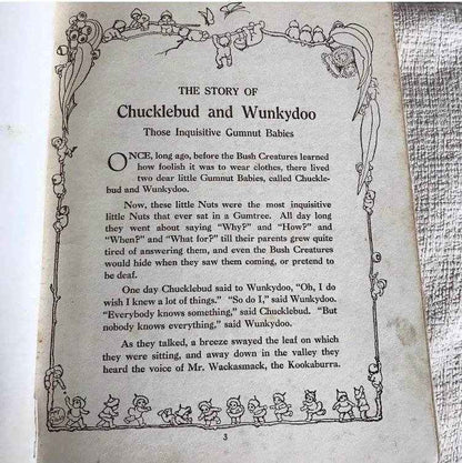 1937 May Gibbs Book - Chucklebud & Wunkydoo Their Strange Adventure by Angus & Robertson - Honeyburn Books (UK)