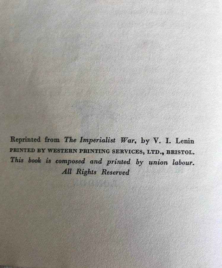 1940 Socialism and War - I. Lenin & Zinoviev by Martin Lawrence Publishers - Honeyburn Books (UK)