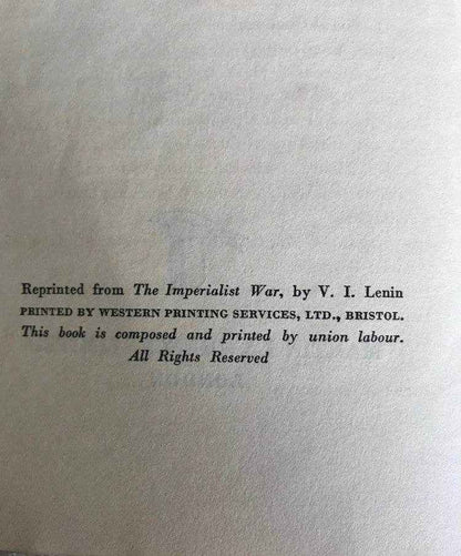 1940 Socialism and War - I. Lenin & Zinoviev by Martin Lawrence Publishers - Honeyburn Books (UK)