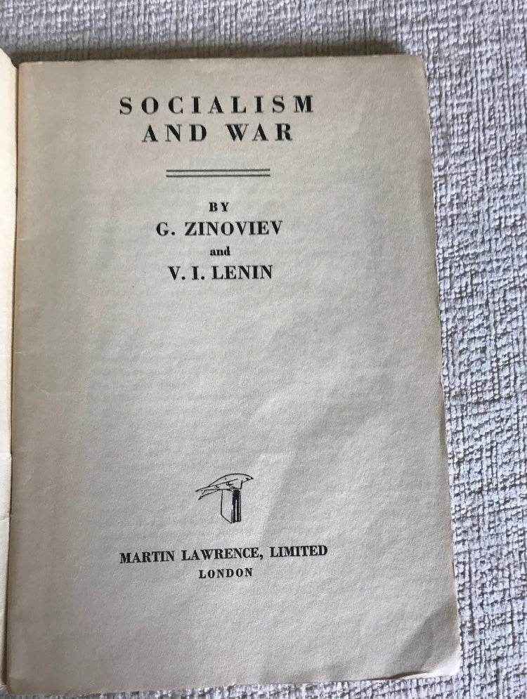 1940 Socialism and War - I. Lenin & Zinoviev by Martin Lawrence Publishers - Honeyburn Books (UK)